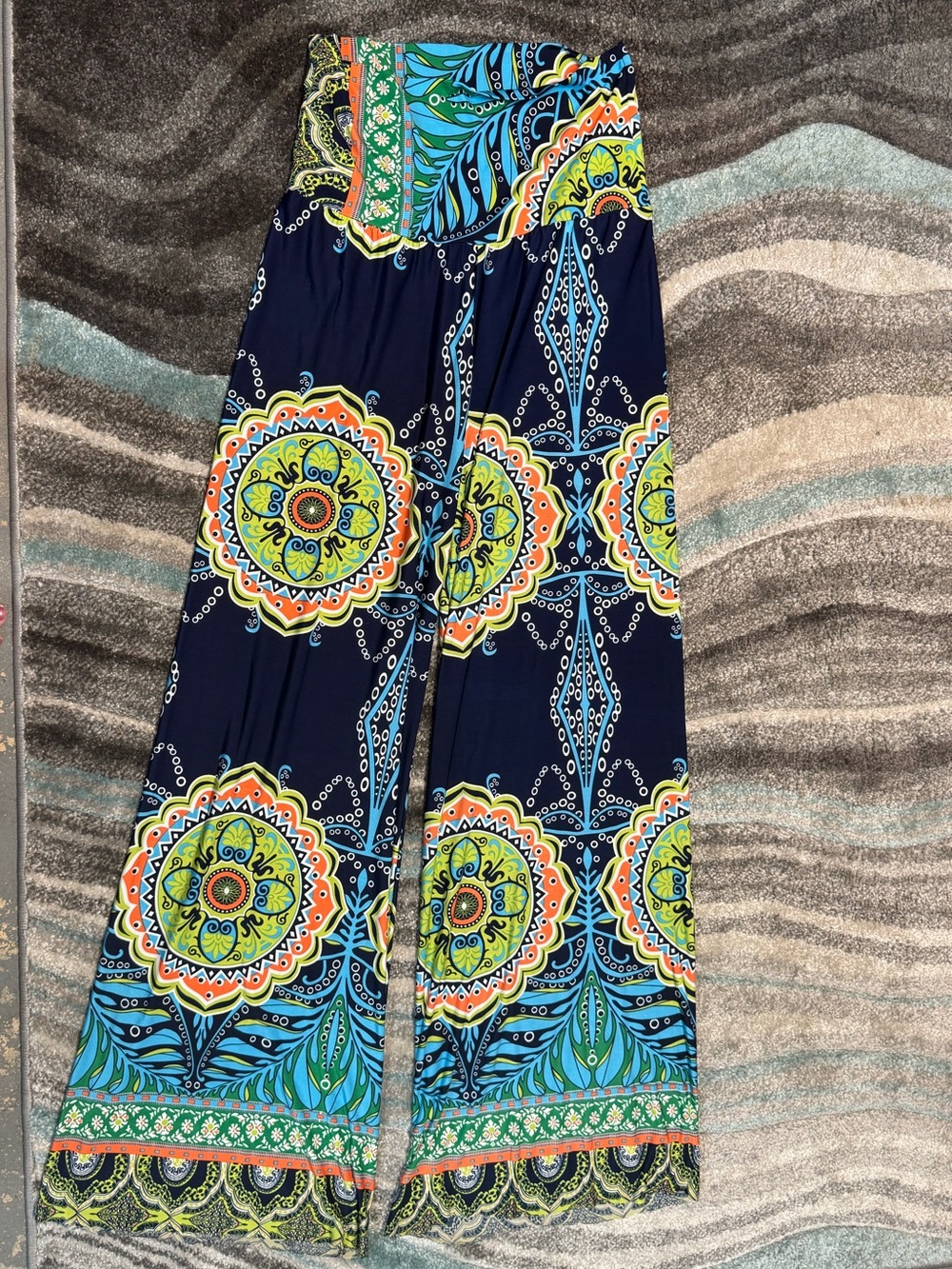 3 for $15 Navy Multi Medallion Wide-Leg Palazzo Pants